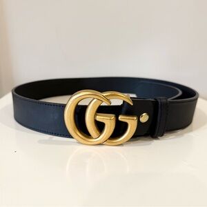 Gucci Midnight Black Belt with Golden GG Emblem